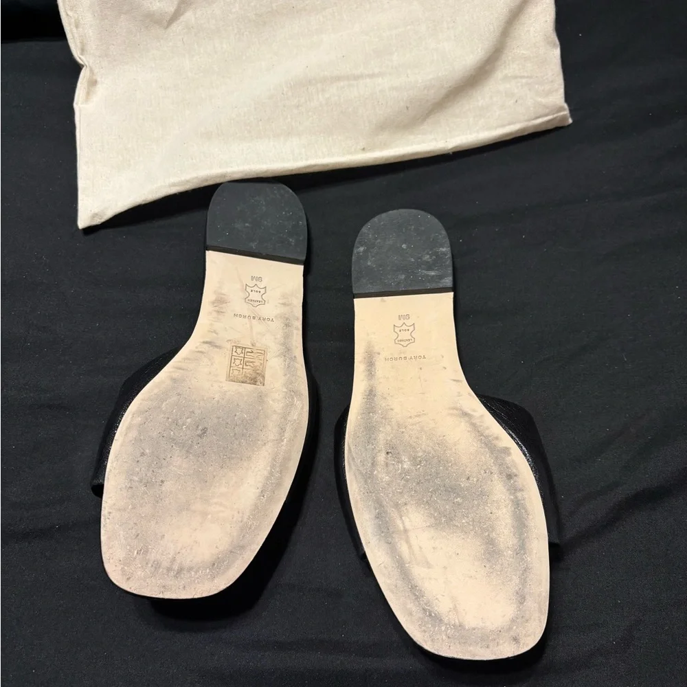 Tory Burch Black and Gold Sandals - Picture 2 of 3